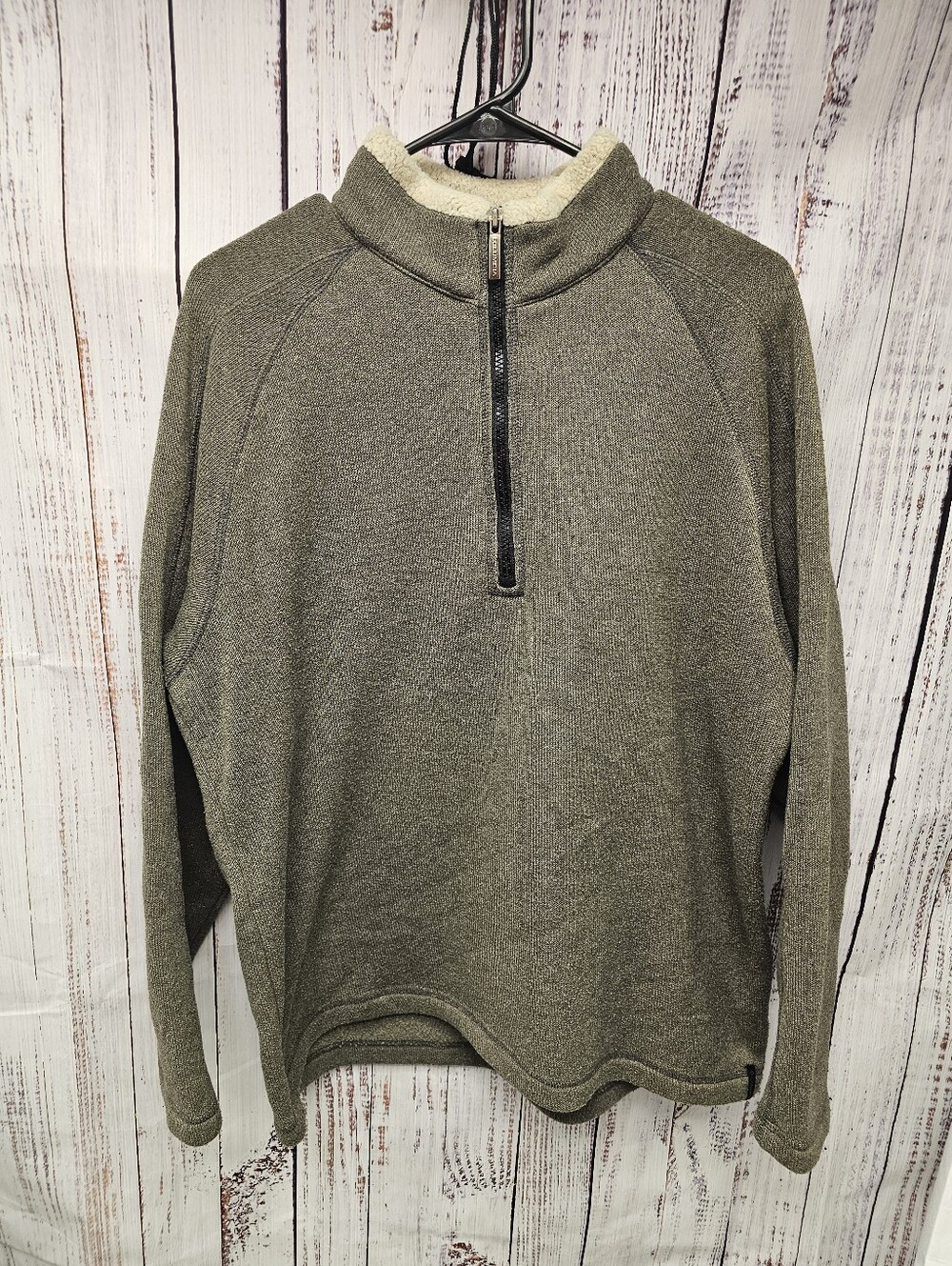 Columbia Sportswear Men's Size Large Green Sherpa-Lined 1/4 Zip Fleece Pullover